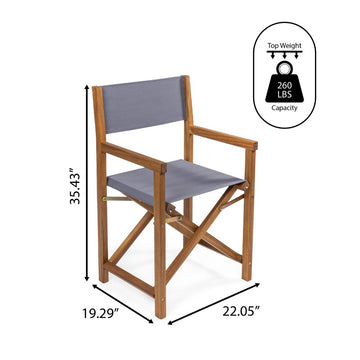 Cukor Classic Vintage Outdoor Acacia Wood Folding Director Chair with Canvas Seat - JONATHAN Y